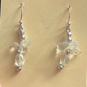 Aqua marine and sterling silver beveled earrings